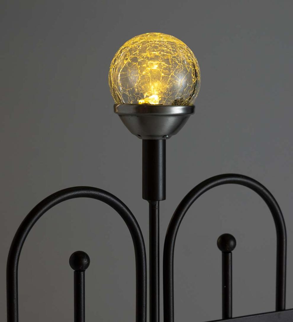 Plow &amp; Hearth Garden Accents | Yard &amp; Garden Iron Fence Decorative Garden Edging With Solar Lights