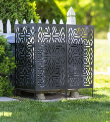 Plow &amp; Hearth Garden Accents | Yard &amp; Garden Laser-Cut Metal Geometric Landscape Screen Panel Stakes