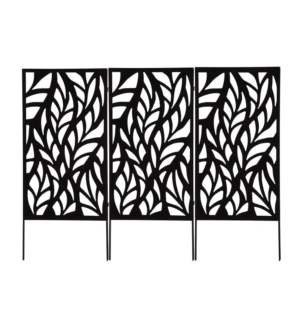 Plow &amp; Hearth Garden Accents | Yard &amp; Garden Laser-Cut Metal Leaf Landscape Screen Panel Stakes
