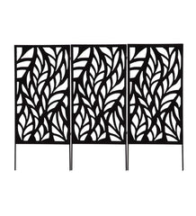 Plow &amp; Hearth Garden Accents | Yard &amp; Garden Laser-Cut Metal Leaf Landscape Screen Panel Stakes
