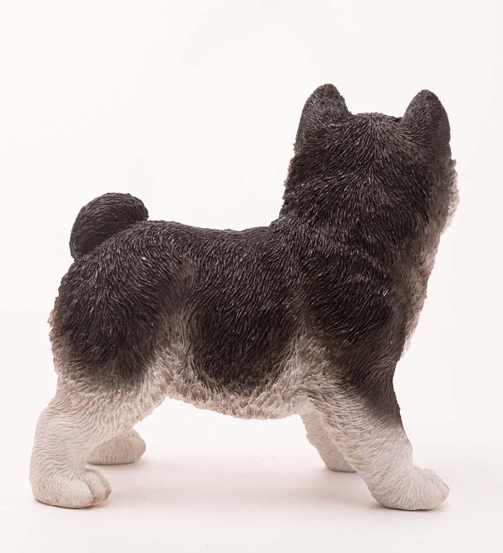 Plow &amp; Hearth Garden Accents | Yard &amp; Garden Lifelike Indoor/Outdoor Siberian Husky Puppy Statues, Set Of 2