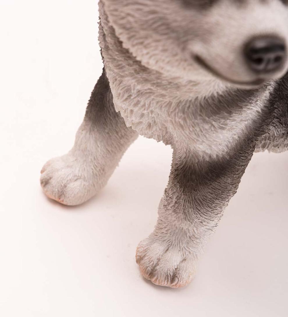 Plow &amp; Hearth Garden Accents | Yard &amp; Garden Lifelike Indoor/Outdoor Siberian Husky Puppy Statues, Set Of 2