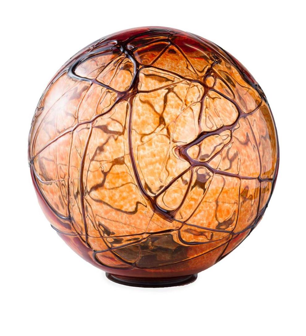 Plow &amp; Hearth Garden Accents | Yard &amp; Garden Lighted Solar Glass Orb - Amber