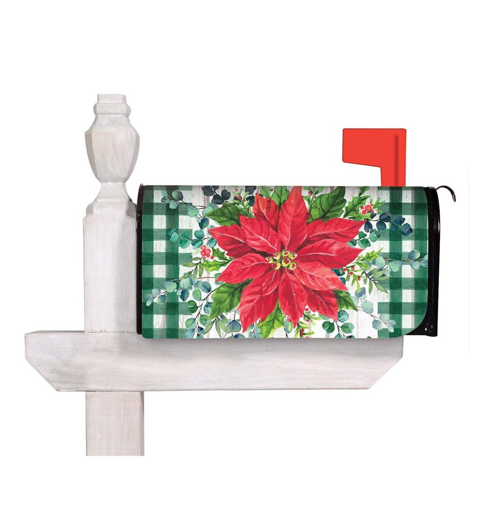 Plow &amp; Hearth Garden Accents | Yard &amp; Garden Merry And Bright Poinsettia Magnetic Mailbox Cover