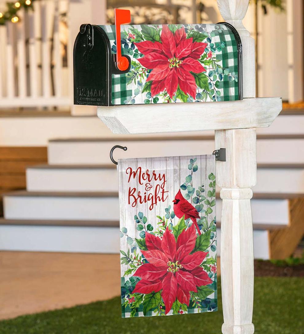 Plow &amp; Hearth Garden Accents | Yard &amp; Garden Merry And Bright Poinsettia Magnetic Mailbox Cover