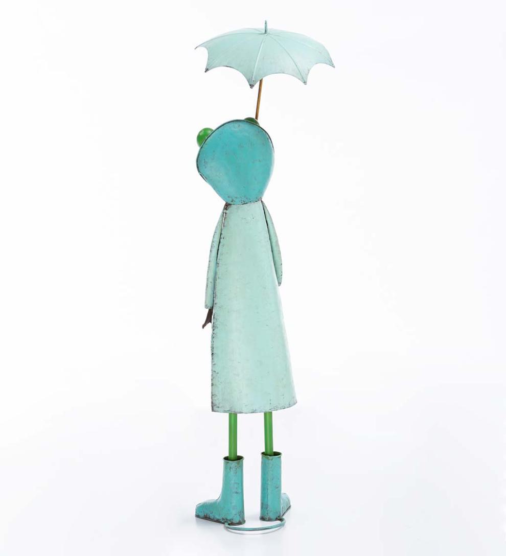 Plow &amp; Hearth Garden Accents | Yard &amp; Garden Metal Storybook Frog Garden Statue - Blue