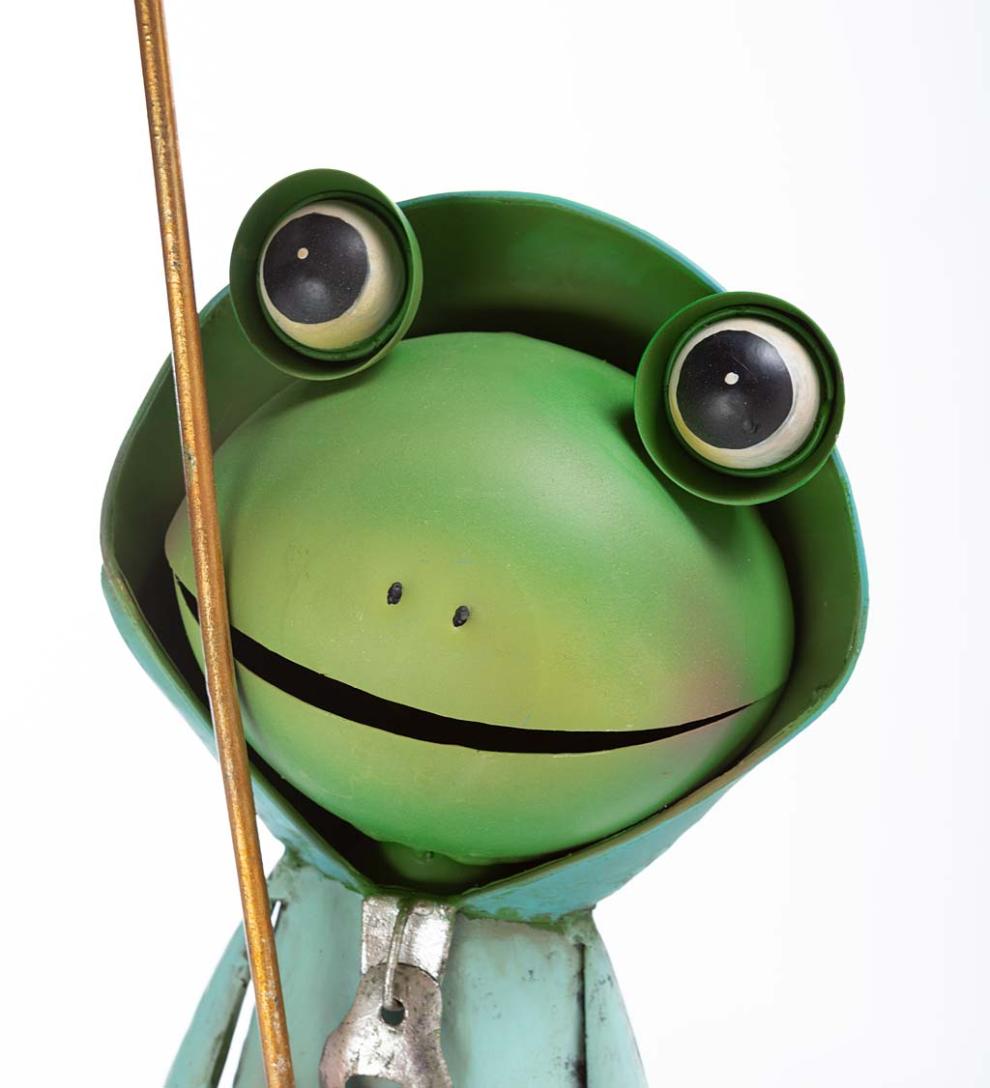 Plow &amp; Hearth Garden Accents | Yard &amp; Garden Metal Storybook Frog Garden Statue - Blue