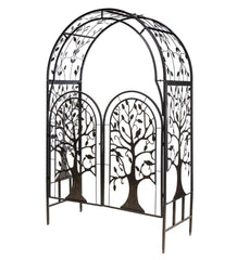 Plow &amp; Hearth Garden Accents | Yard &amp; Garden Metal Tree Of Life Arched Garden Arbor With Gate