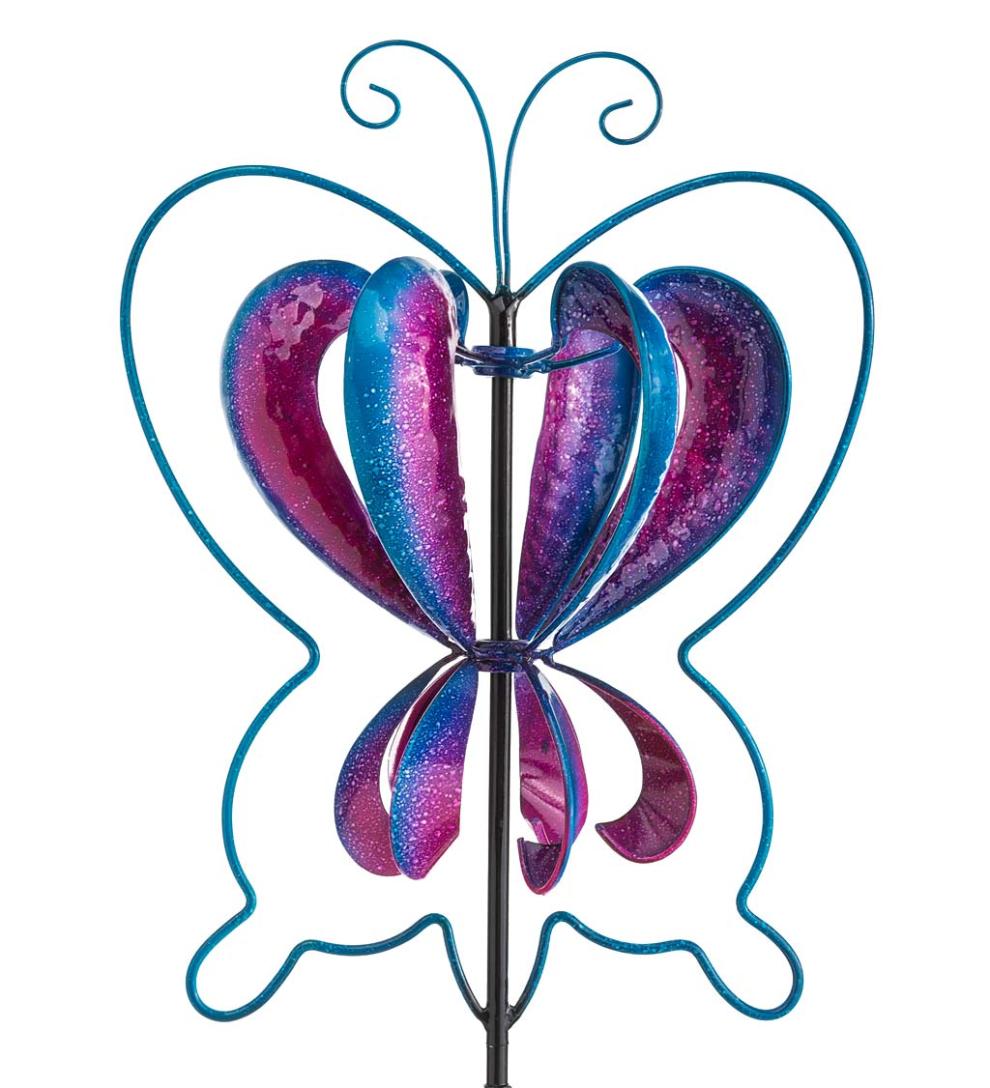 Plow &amp; Hearth Garden Accents | Yard &amp; Garden Midi Colorful Flyer Metal Wind Spinner - Butterfly