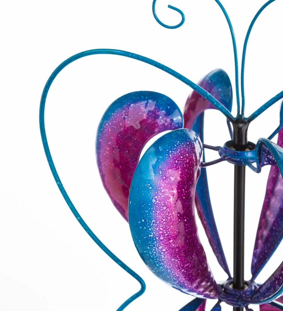 Plow &amp; Hearth Garden Accents | Yard &amp; Garden Midi Colorful Flyer Metal Wind Spinner - Butterfly