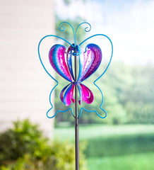 Plow &amp; Hearth Garden Accents | Yard &amp; Garden Midi Colorful Flyer Metal Wind Spinner - Butterfly