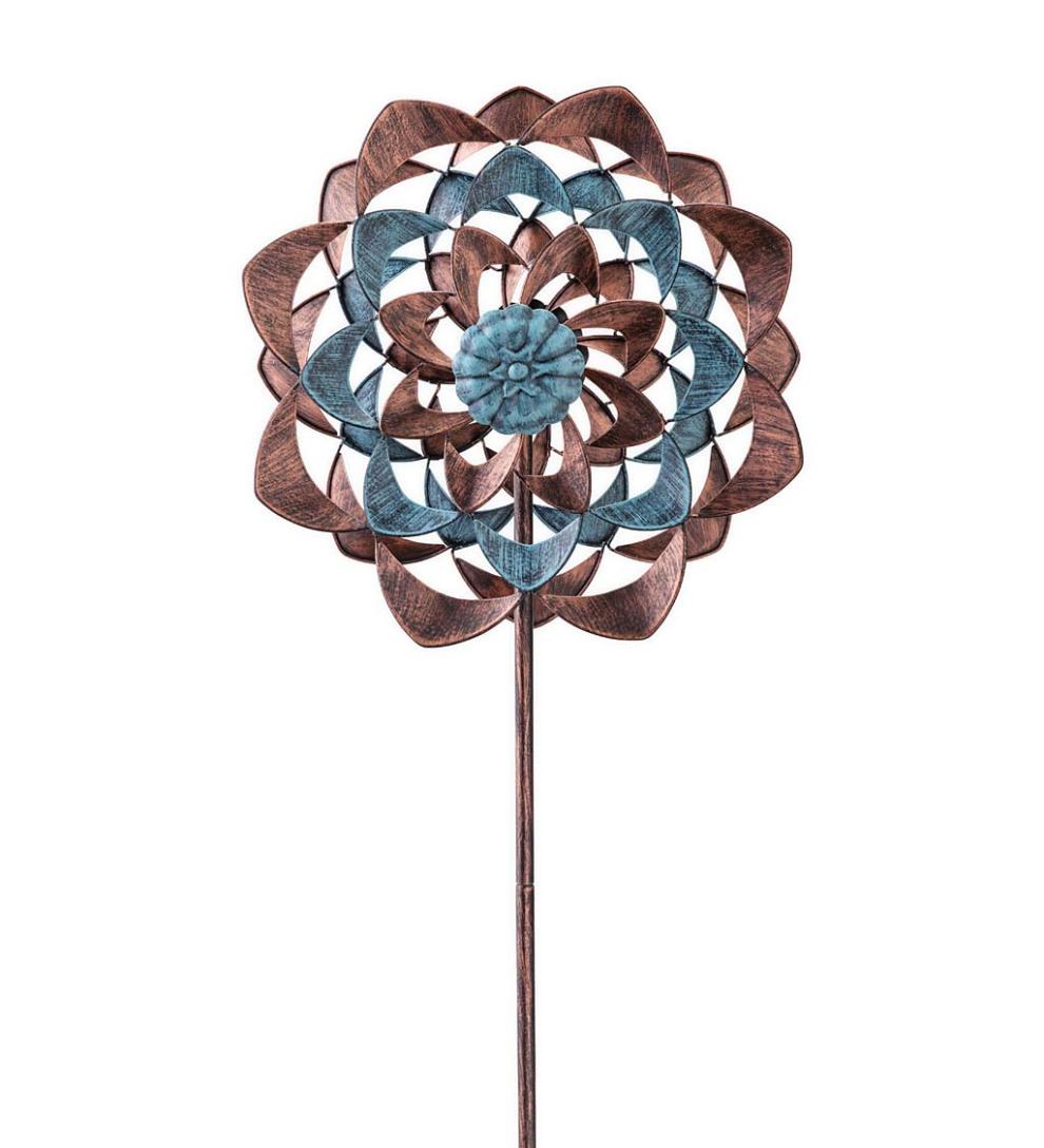 Plow &amp; Hearth Garden Accents | Yard &amp; Garden Midi Copper And Blue Zinnia Wind Spinner