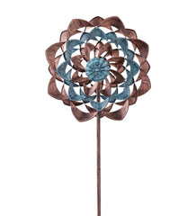 Plow &amp; Hearth Garden Accents | Yard &amp; Garden Midi Copper And Blue Zinnia Wind Spinner