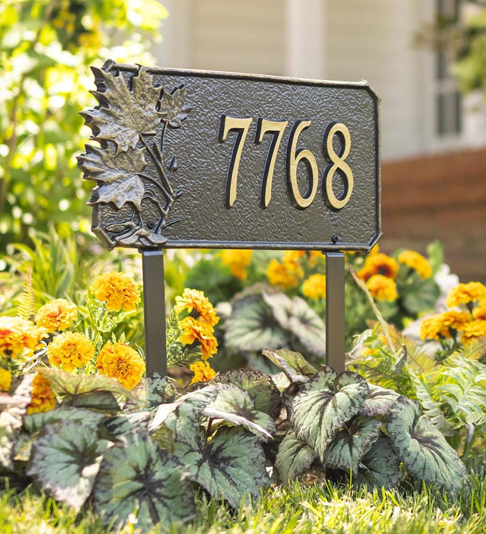 Plow &amp; Hearth Garden Accents | Yard &amp; Garden Natural Elements Cast Aluminum Address Plaques