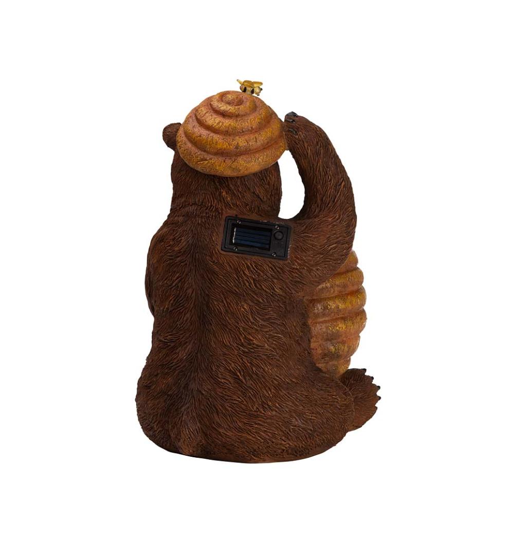 Plow &amp; Hearth Garden Accents | Yard &amp; Garden Oh Honey Solar Birdbath With Bear And Bee Hive