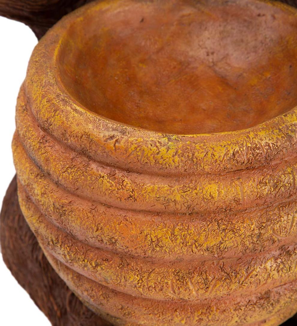 Plow &amp; Hearth Garden Accents | Yard &amp; Garden Oh Honey Solar Birdbath With Bear And Bee Hive