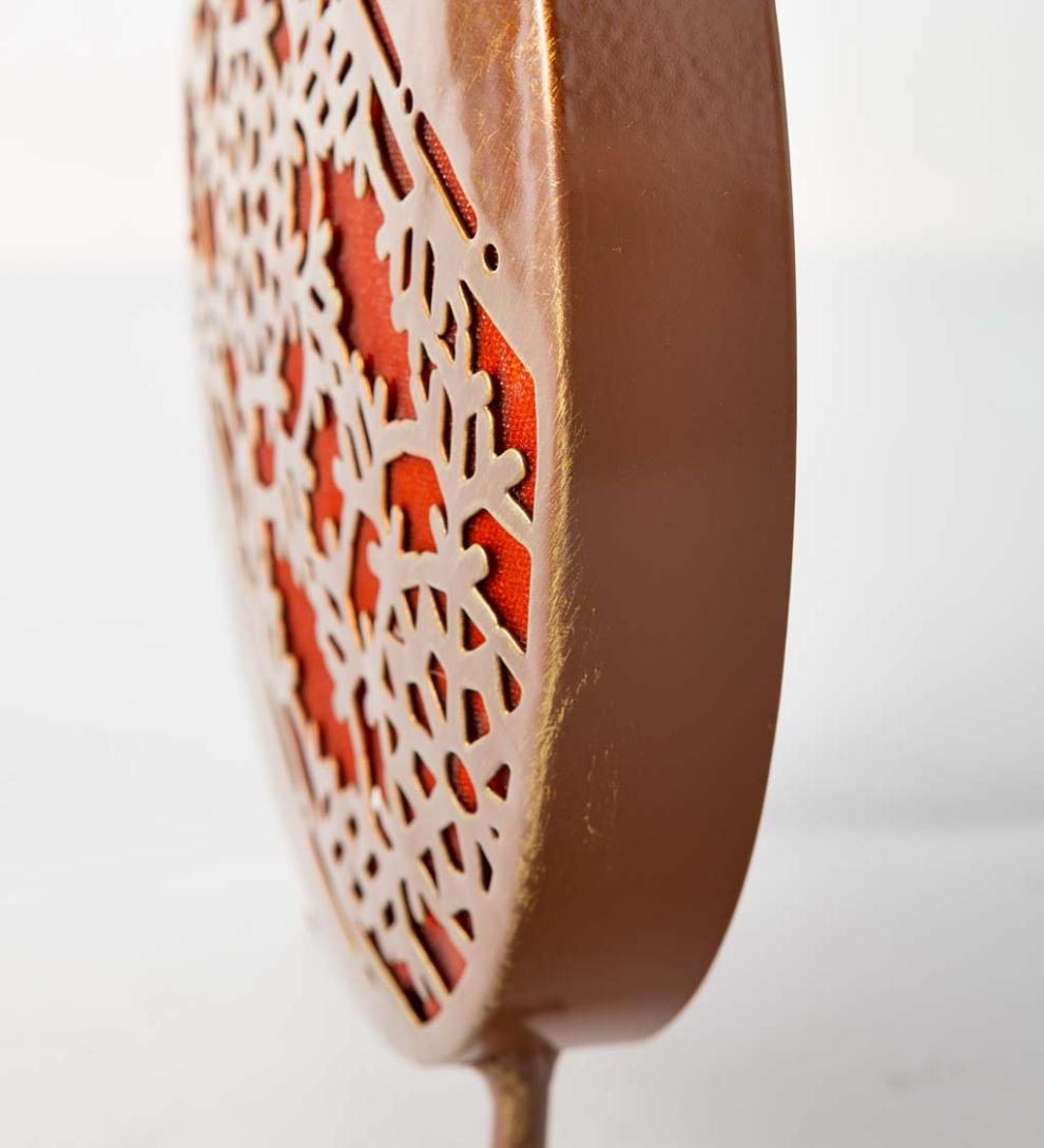 Plow &amp; Hearth Garden Accents | Yard &amp; Garden Oversized Lighted Christmas Ornament Garden Stakes, Set Of 2 - Gold Snowflake