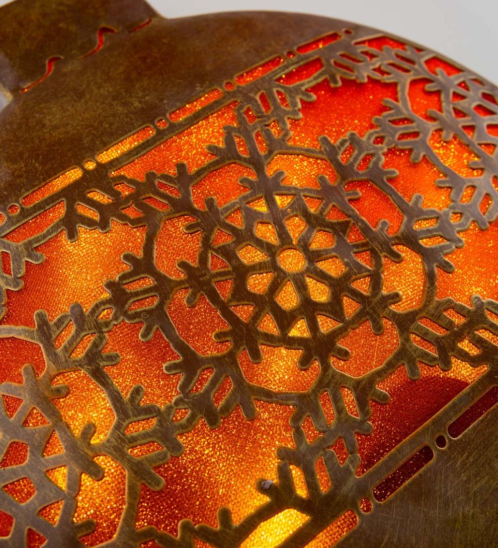 Plow &amp; Hearth Garden Accents | Yard &amp; Garden Oversized Lighted Christmas Ornament Garden Stakes, Set Of 2 - Gold Snowflake