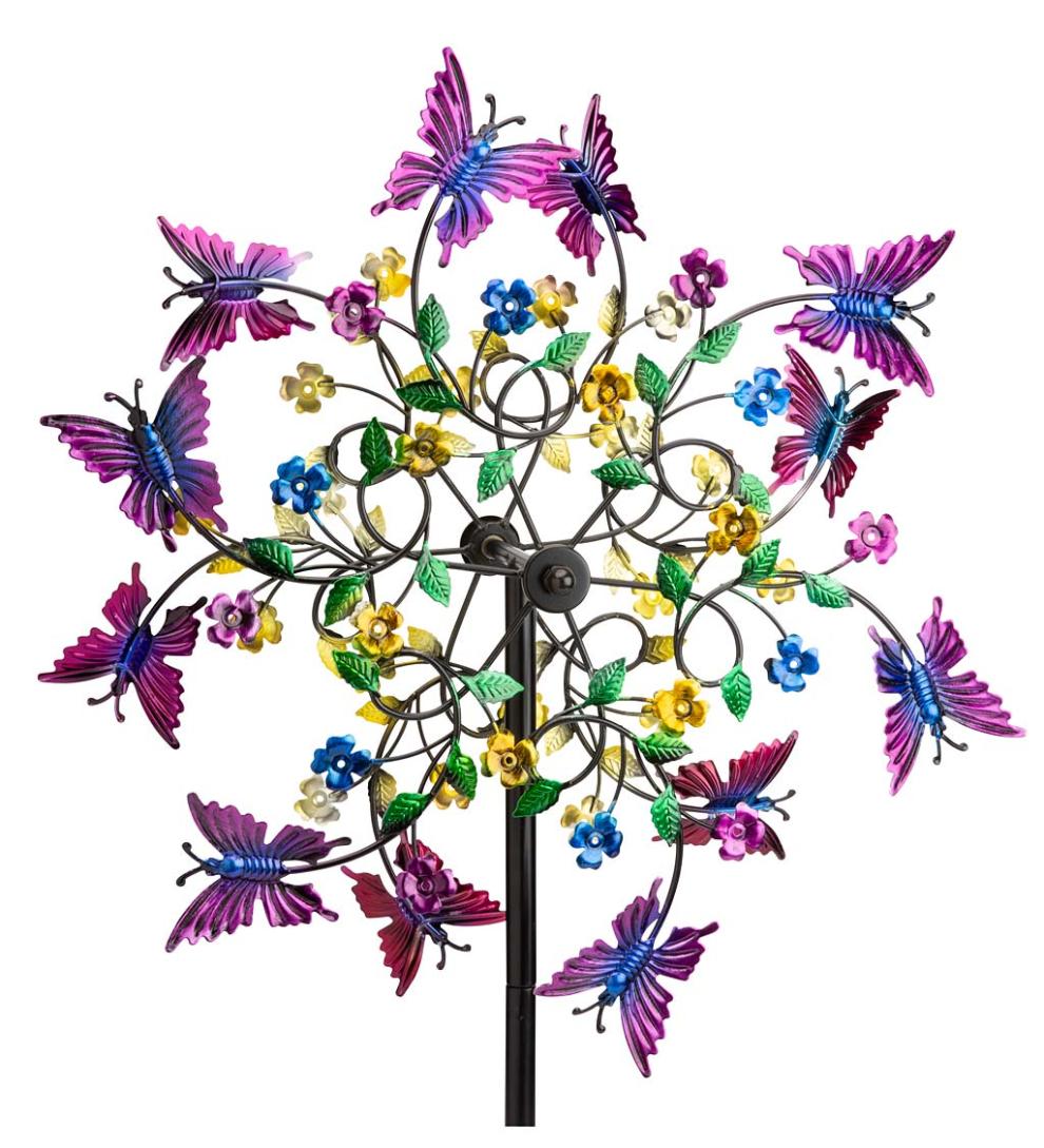 Plow &amp; Hearth Garden Accents | Yard &amp; Garden Pink And Purple Butterfly Metal Wind Spinner