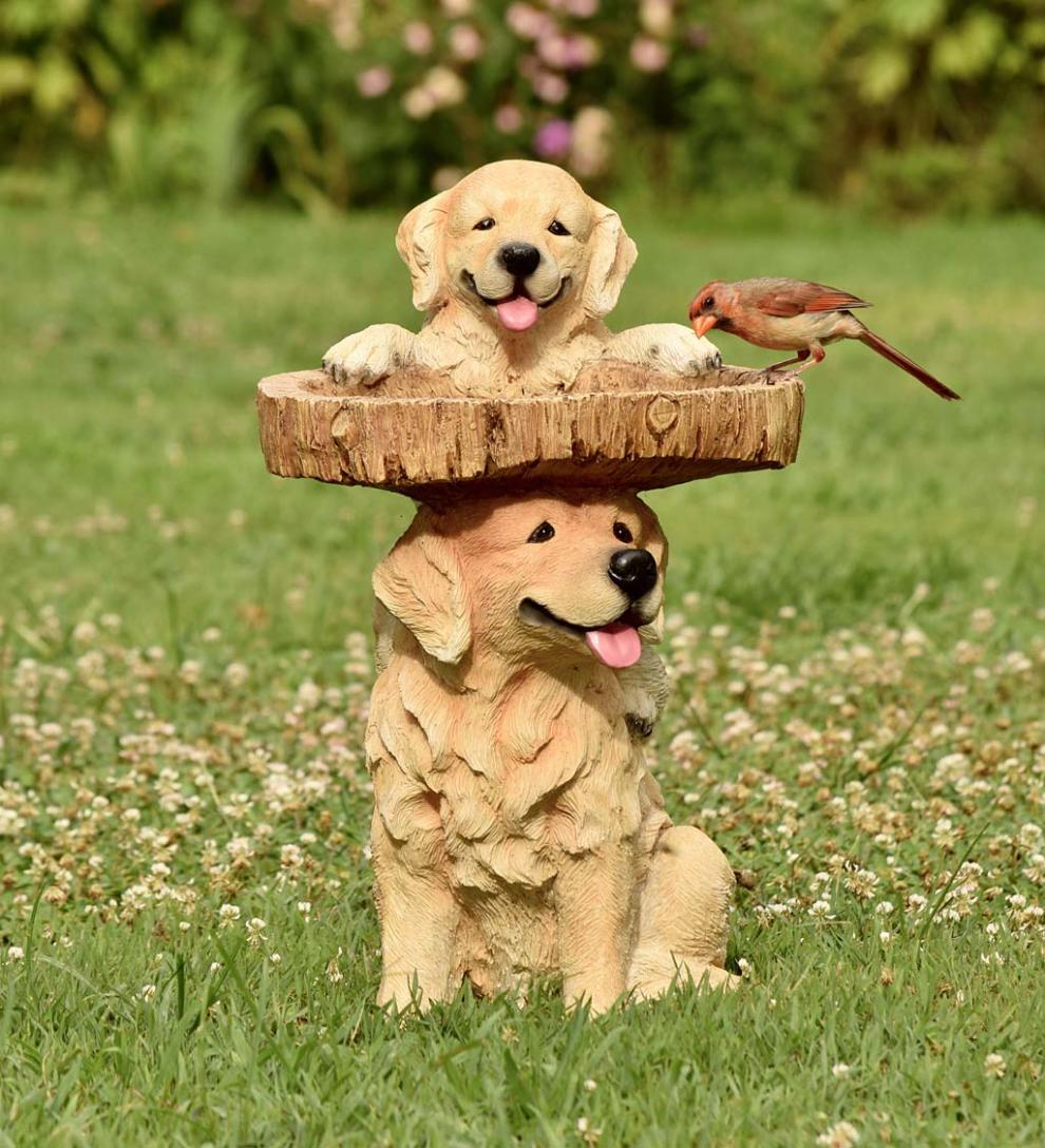Plow &amp; Hearth Garden Accents | Yard &amp; Garden Playful Puppies Birdbath