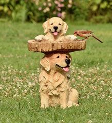 Plow &amp; Hearth Garden Accents | Yard &amp; Garden Playful Puppies Birdbath