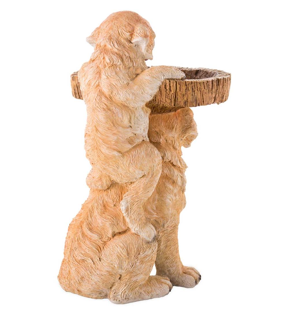 Plow &amp; Hearth Garden Accents | Yard &amp; Garden Playful Puppies Birdbath