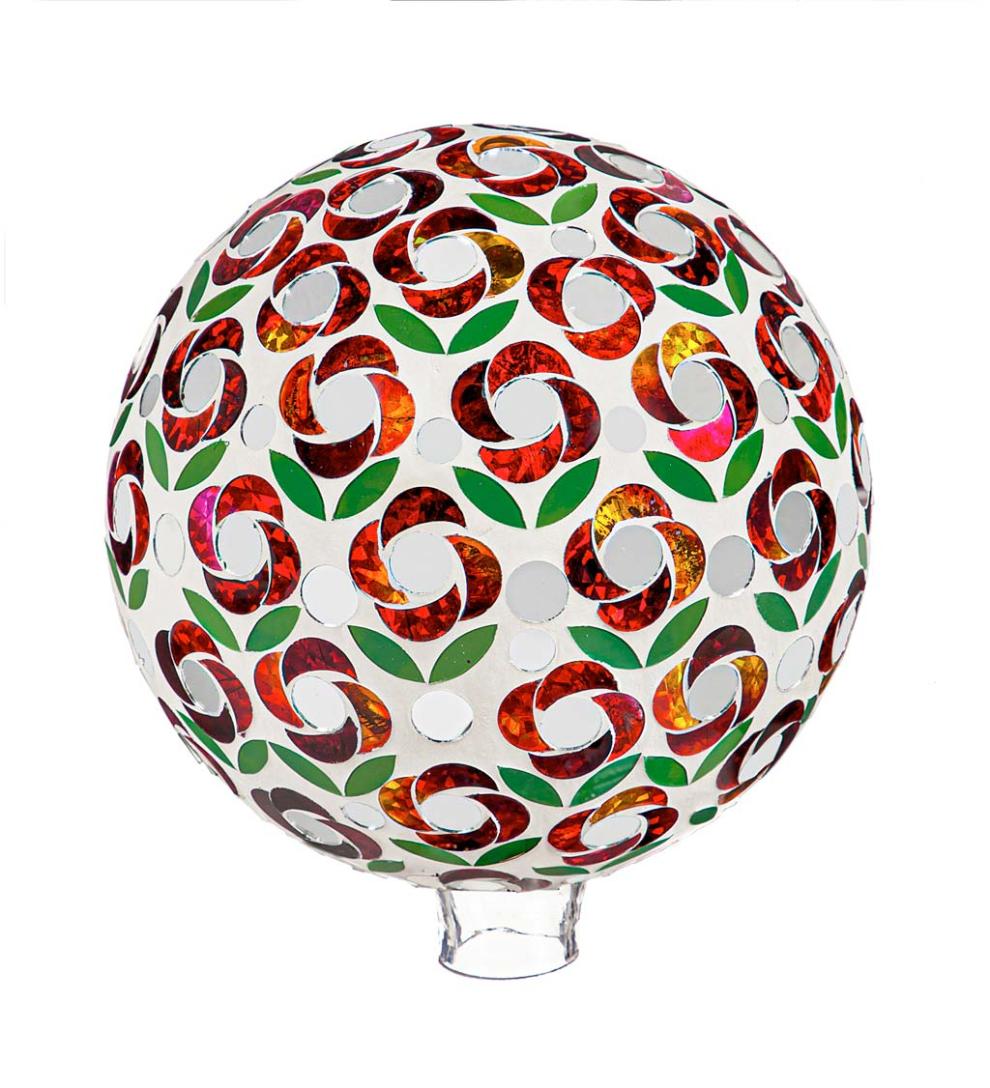 Plow &amp; Hearth Garden Accents | Yard &amp; Garden Poinsettia Mosaic Glass Gazing Ball