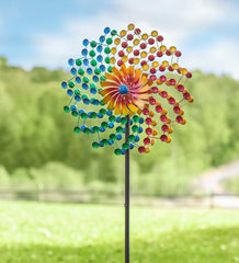 Plow &amp; Hearth Garden Accents | Yard &amp; Garden Rainbow Cups Metal Wind Spinner