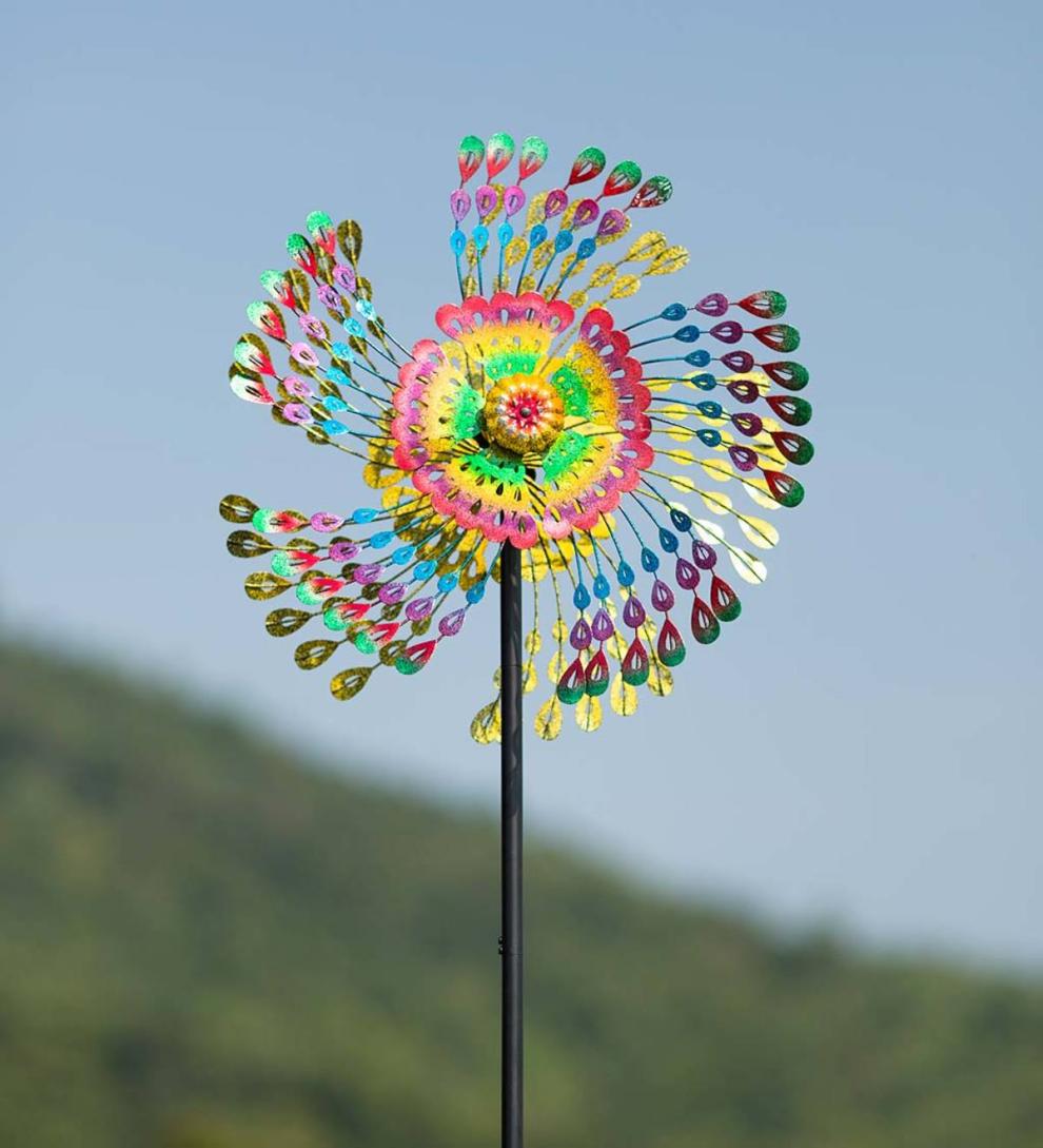 Plow &amp; Hearth Garden Accents | Yard &amp; Garden Rainbow Feathers Wind Spinner