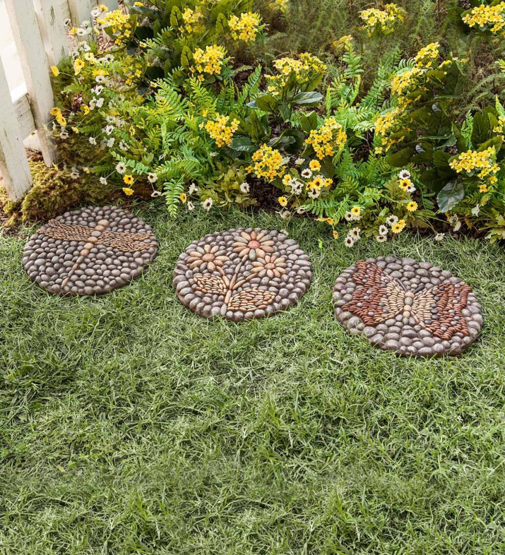 Plow &amp; Hearth Garden Accents | Yard &amp; Garden Resin Rock Garden Stones, Set Of 3