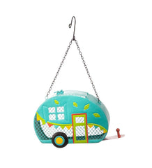 Plow &amp; Hearth Garden Accents | Yard &amp; Garden Retro Camper Mesh Bird Feeder With Hanging Chain