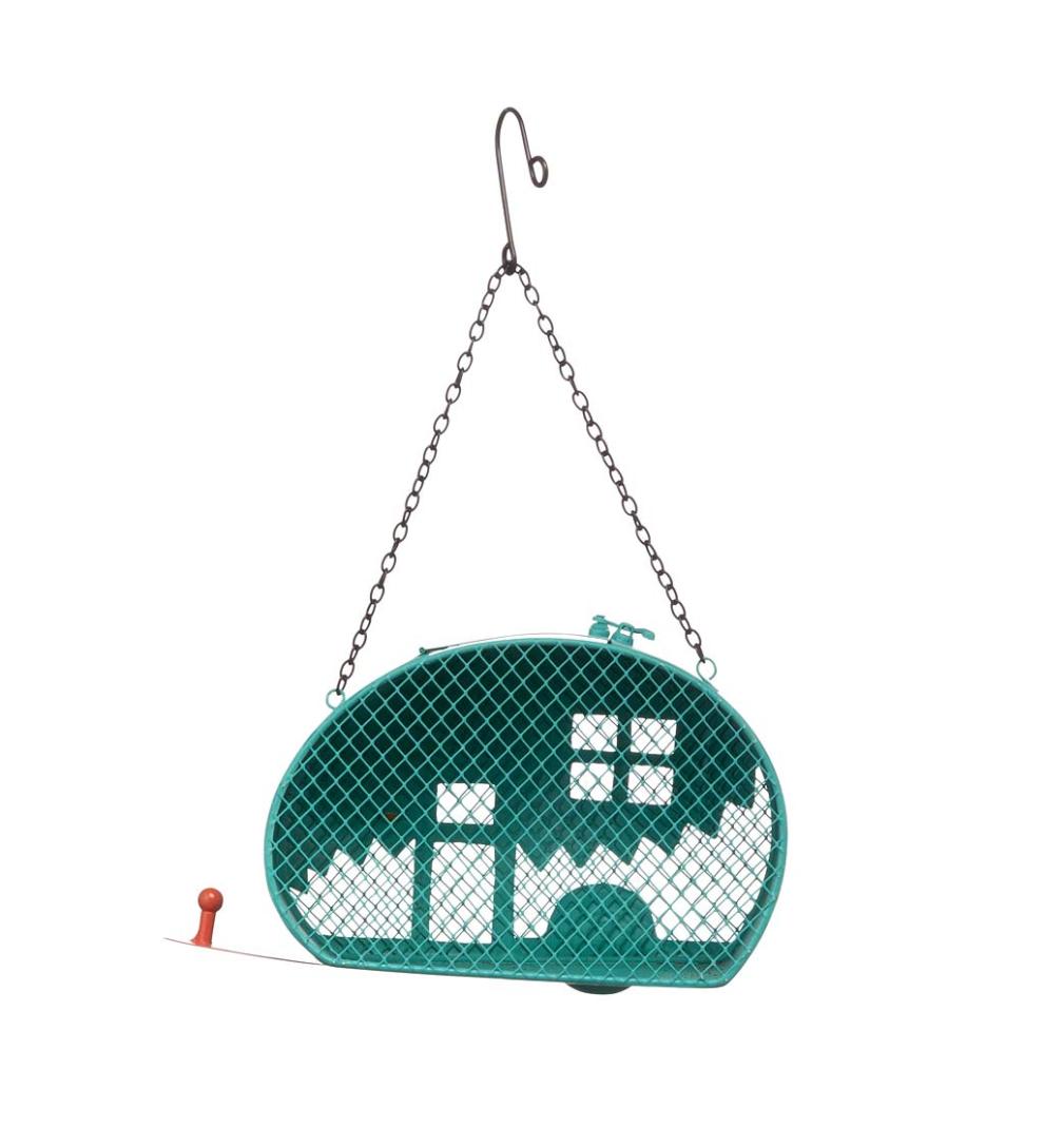 Plow &amp; Hearth Garden Accents | Yard &amp; Garden Retro Camper Mesh Bird Feeder With Hanging Chain