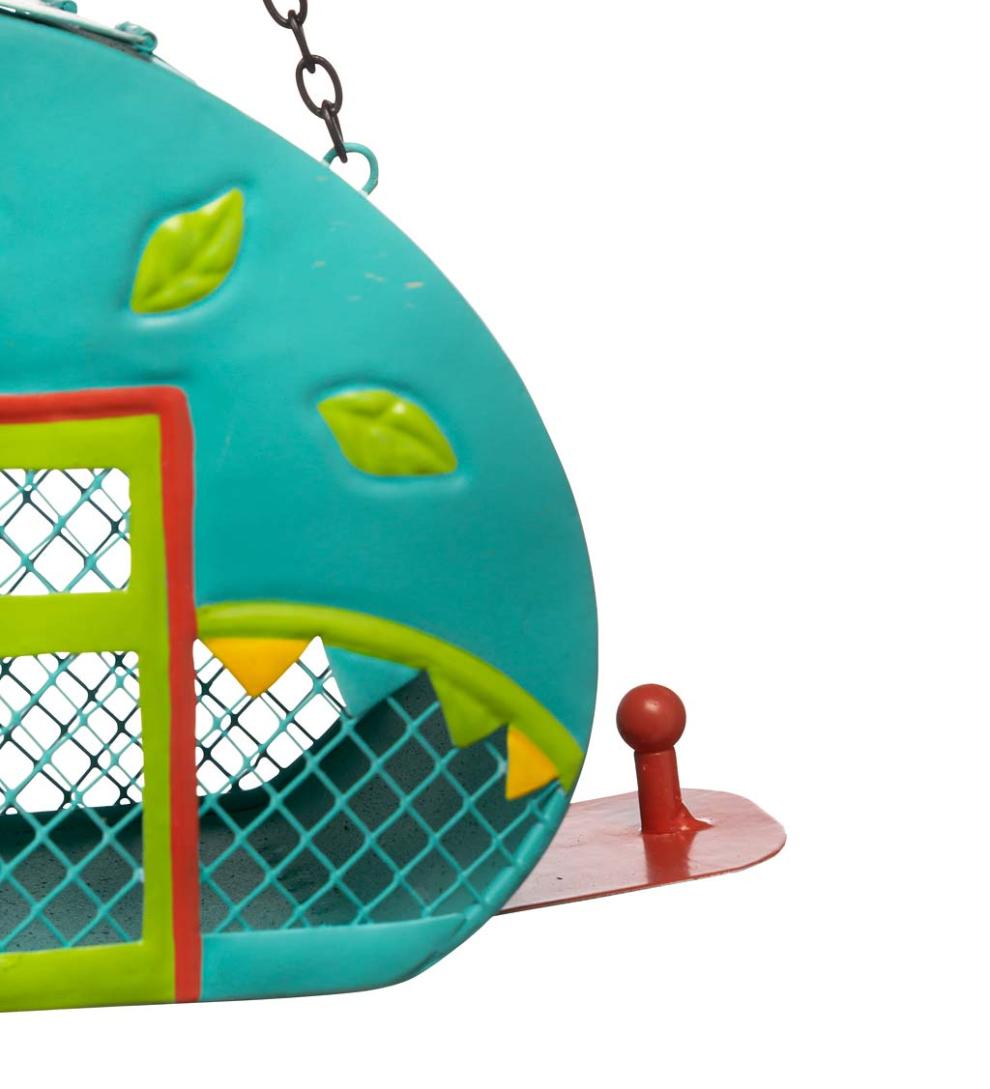 Plow &amp; Hearth Garden Accents | Yard &amp; Garden Retro Camper Mesh Bird Feeder With Hanging Chain