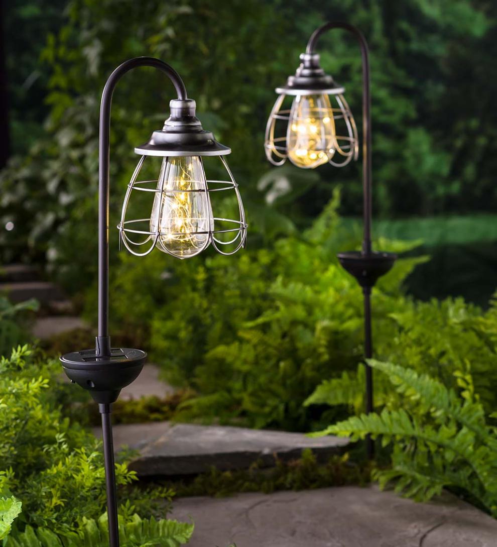Plow &amp; Hearth Garden Accents | Yard &amp; Garden Solar Firefly Garden Pathway Lights, Set Of 2 - Copper