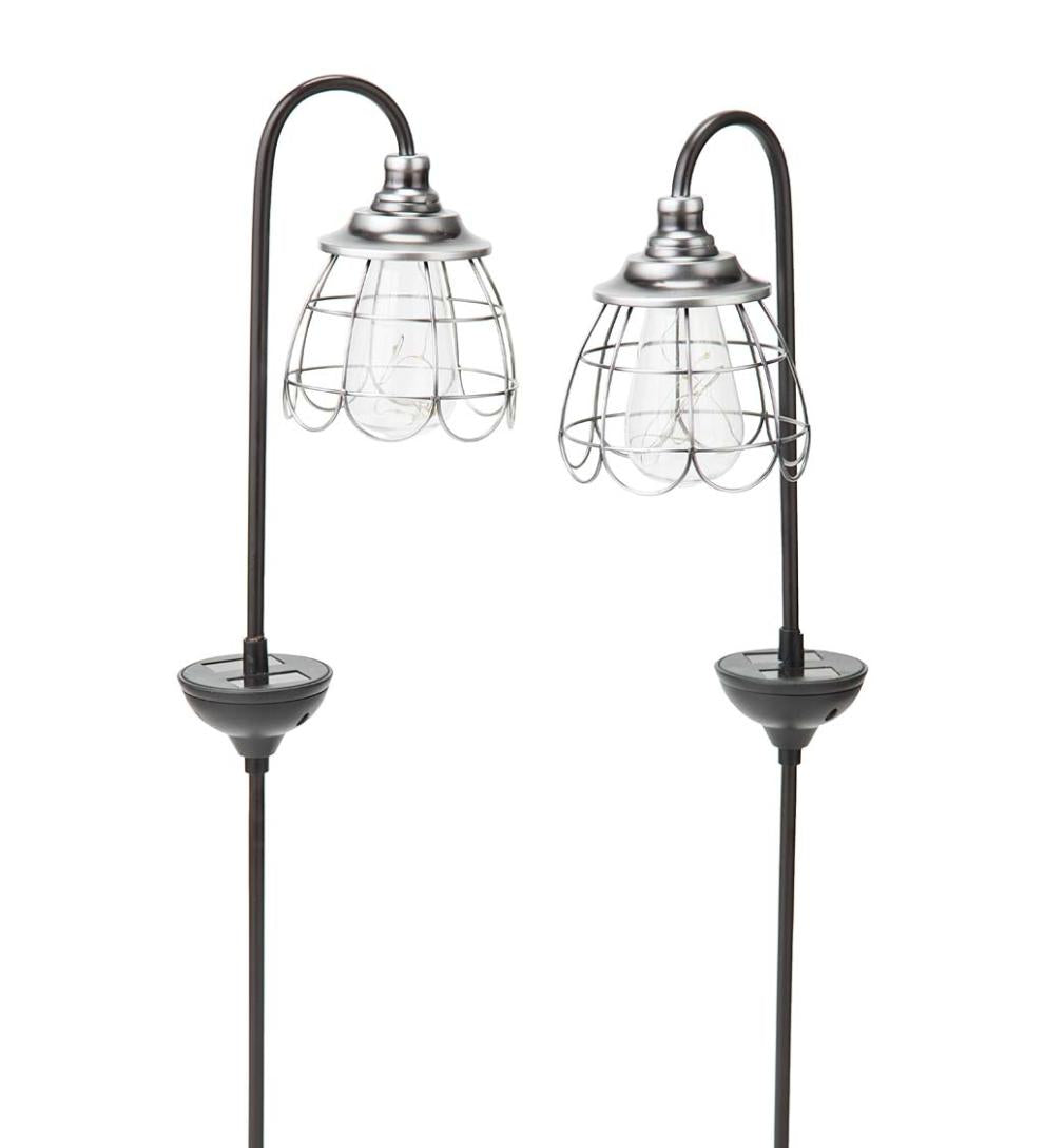Plow &amp; Hearth Garden Accents | Yard &amp; Garden Solar Firefly Garden Pathway Lights, Set Of 2 - Copper