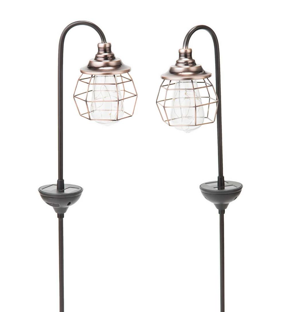 Plow &amp; Hearth Garden Accents | Yard &amp; Garden Solar Firefly Garden Pathway Lights, Set Of 2 - Copper