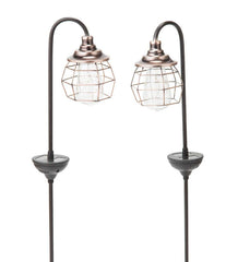 Plow &amp; Hearth Garden Accents | Yard &amp; Garden Solar Firefly Garden Pathway Lights, Set Of 2 - Copper