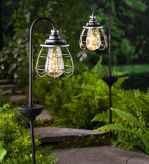 Plow &amp; Hearth Garden Accents | Yard &amp; Garden Solar Firefly Garden Pathway Lights, Set Of 2 - Copper