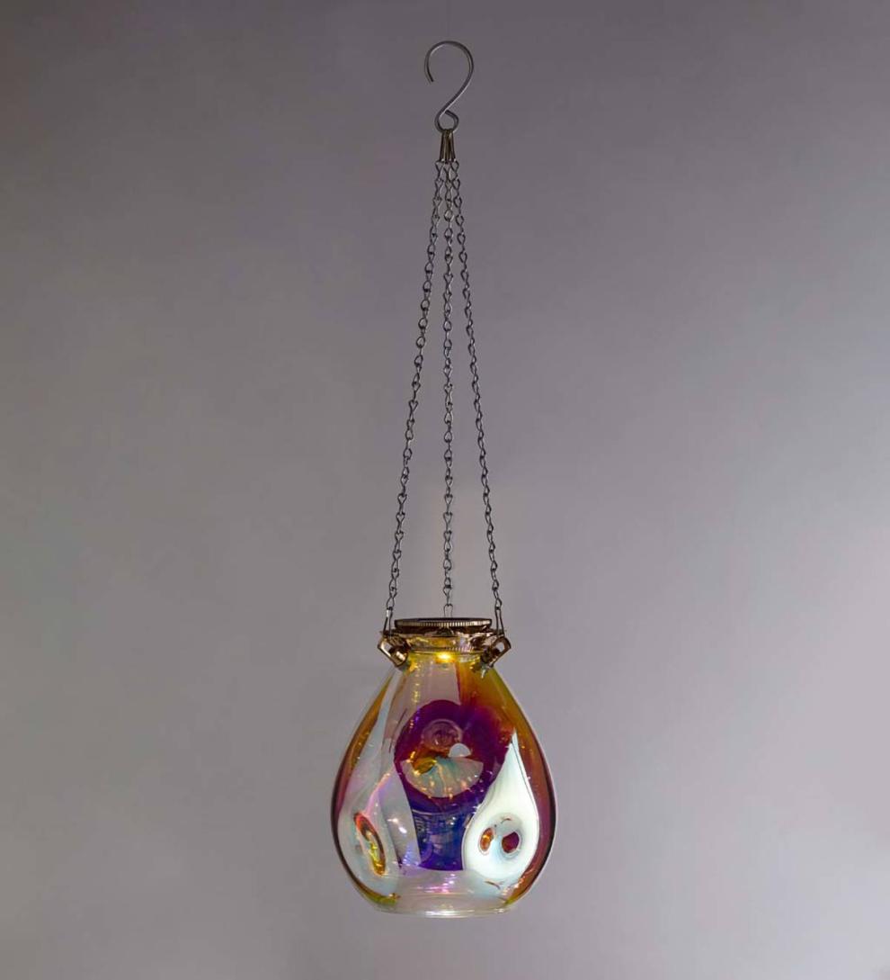 Plow &amp; Hearth Garden Accents | Yard &amp; Garden Solar Hanging Iridescent Glass Lights