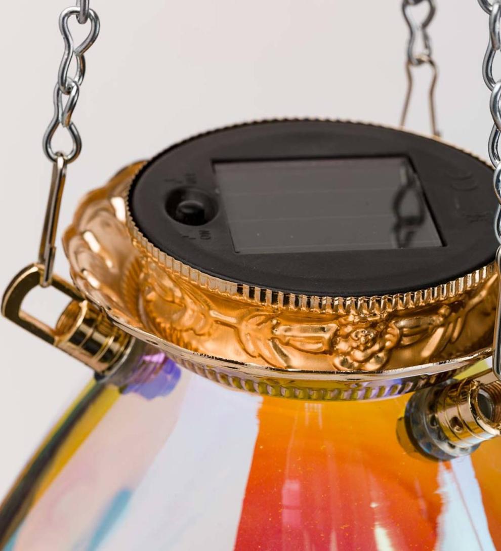 Plow &amp; Hearth Garden Accents | Yard &amp; Garden Solar Hanging Iridescent Glass Lights