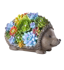 Plow &amp; Hearth Garden Accents | Yard &amp; Garden Solar Lighted Succulent Resin Animal Garden Statue - Bunny