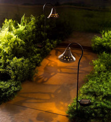 Plow &amp; Hearth Garden Accents | Yard &amp; Garden Solar Pathway Lanterns With Light Pattern, Set Of 2 - Flower