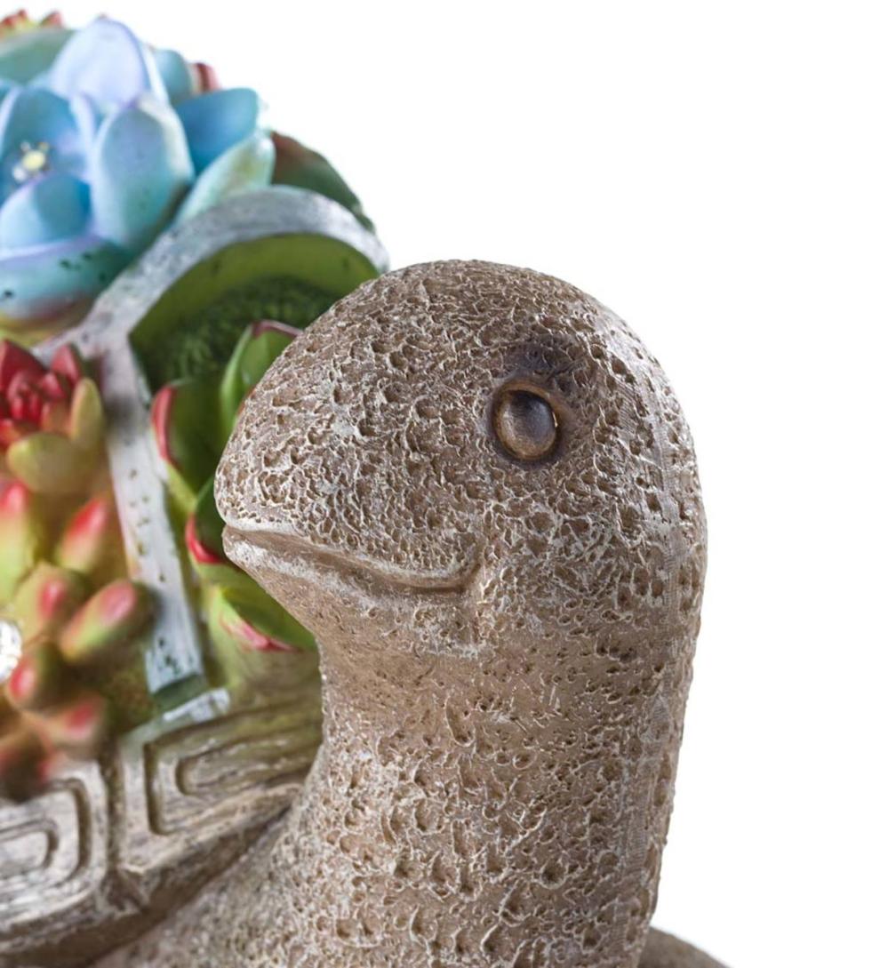 Plow &amp; Hearth Garden Accents | Yard &amp; Garden Solar Succulent Turtle Garden Statue - Turtle