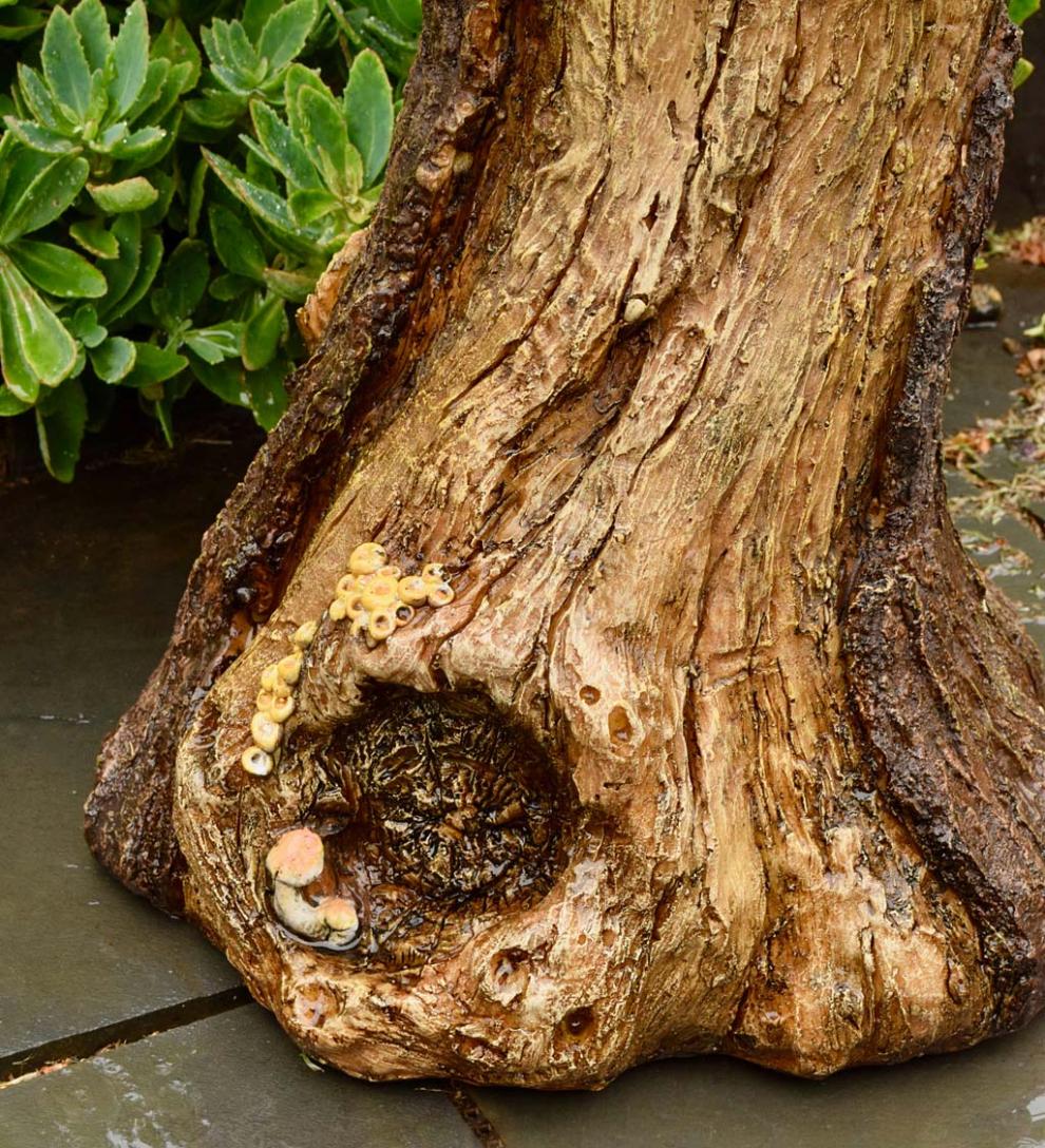 Plow &amp; Hearth Garden Accents | Yard &amp; Garden Succulent Bird Nest Tree Stump Birdbath