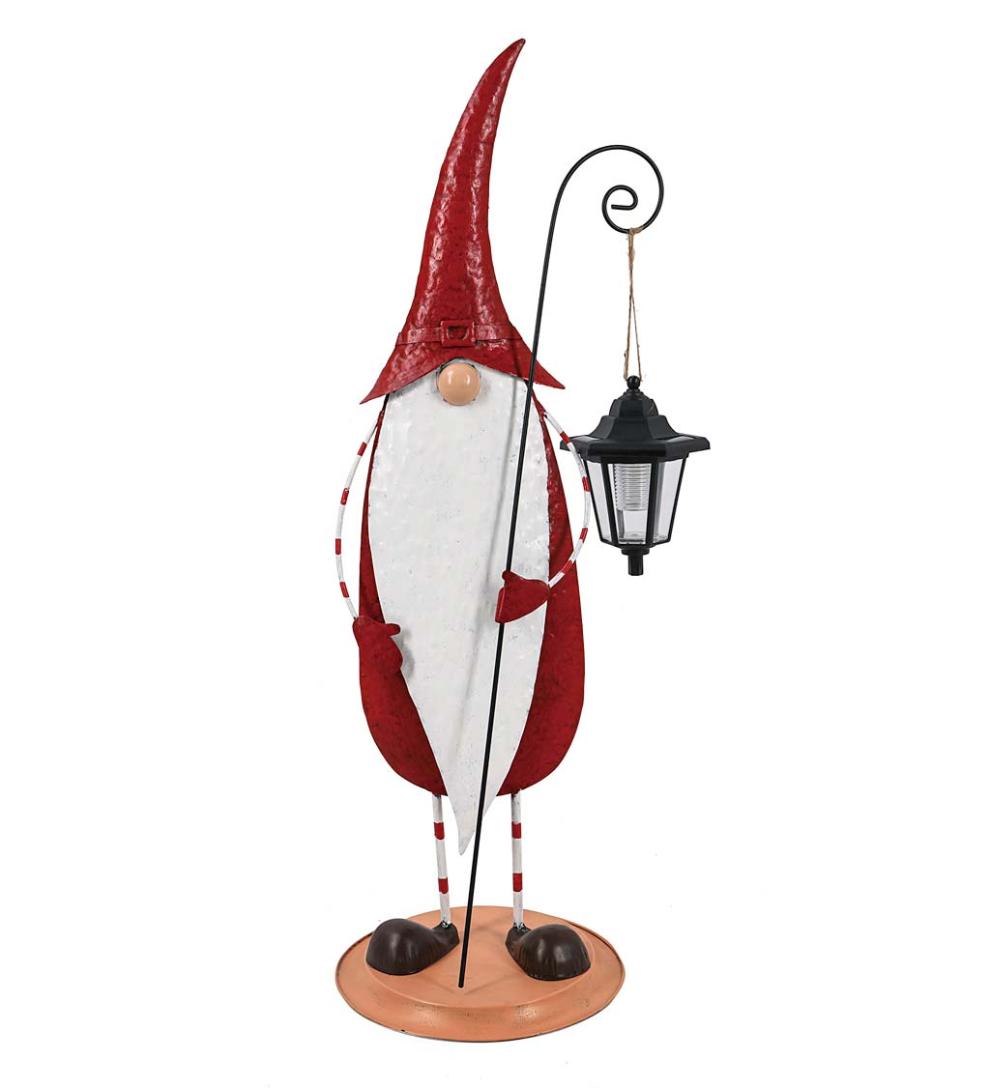 Plow &amp; Hearth Garden Accents | Yard &amp; Garden Tall Holiday Garden Gnome With Solar Lantern