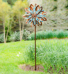 Plow &amp; Hearth Garden Accents | Yard &amp; Garden Verdigris And Copper Leaves Metal Wind Spinner