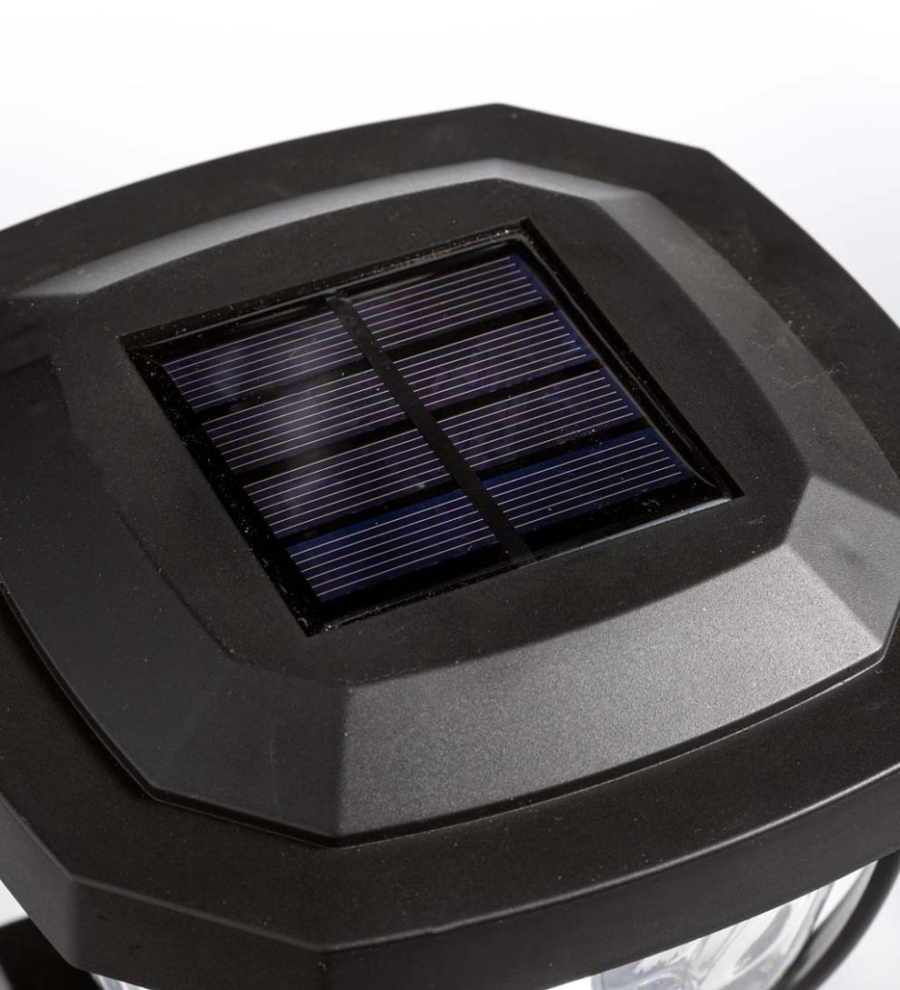 Plow &amp; Hearth Garden Accents | Yard &amp; Garden Wavy Glass Solar Post Cap Lights, Set Of 2 - Black