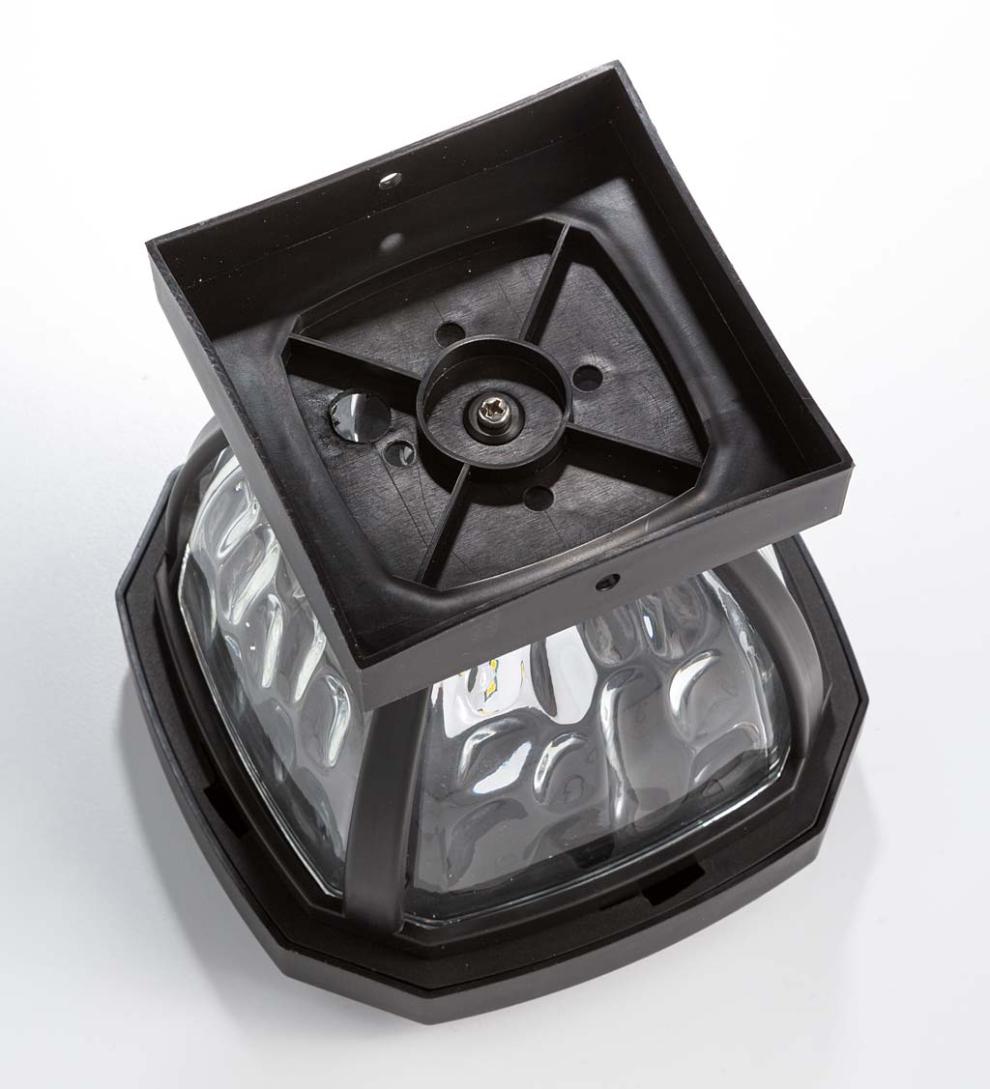 Plow &amp; Hearth Garden Accents | Yard &amp; Garden Wavy Glass Solar Post Cap Lights, Set Of 2 - Black