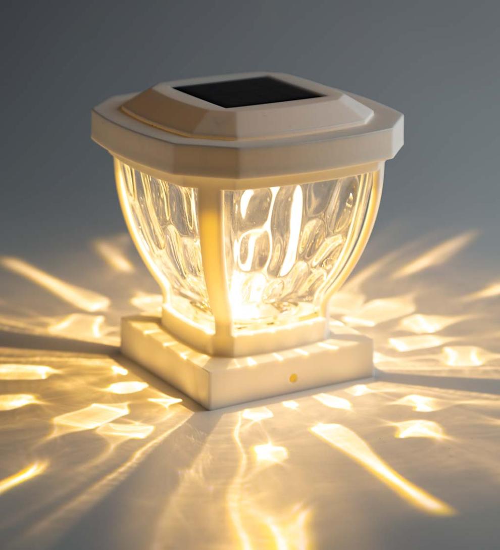 Plow &amp; Hearth Garden Accents | Yard &amp; Garden Wavy Glass Solar Post Cap Lights, Set Of 2 - Black