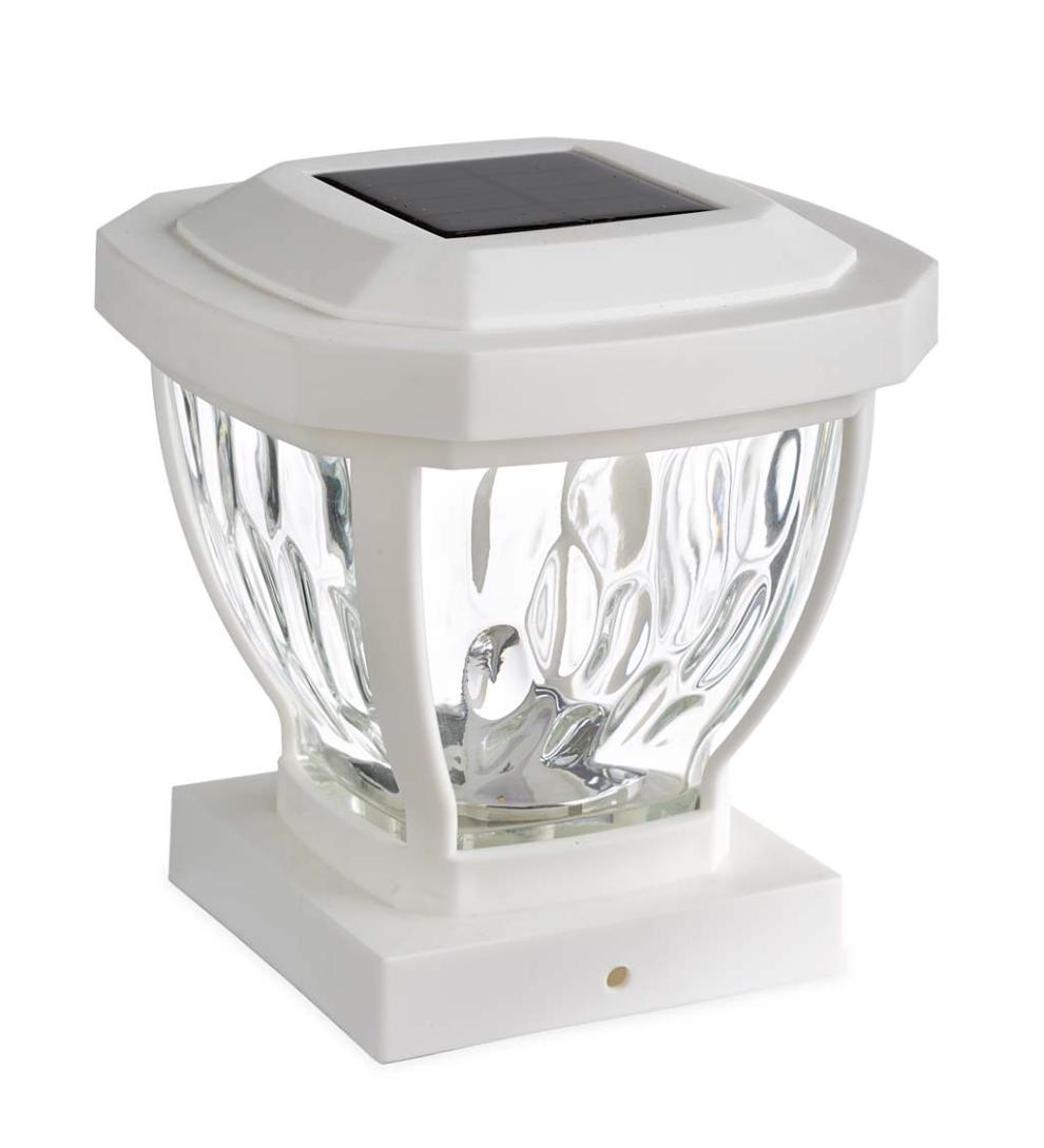 Plow &amp; Hearth Garden Accents | Yard &amp; Garden Wavy Glass Solar Post Cap Lights, Set Of 2 - Black